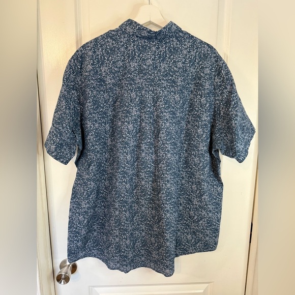 Eddie Bauer Mens Navy Floral Classic Fit Short Sleeve Button Down Shirt Size 2XL - Picture 4 of 8